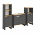 Vicco Badezimmermöbel-Set Karli, Anthrazit/Goldeneiche, mit Waschtischunterschrank, Spiegelschrank und hohem Schrank, 131,4 cm