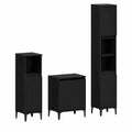 VidaXL Badmöbel Set 3-teilig Schwarz mit Eichenoptik, Wandmontiert, Platzsparend und Modern