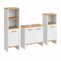 Vicco Badmöbel-Set Karli, Weiß/Goldeneiche, 131,4 cm, inkl. Waschbeckenunterschrank, Spiegelschrank und Midischrank