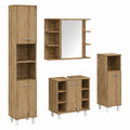 Stilvolles 4-teiliges Badezimmer-Set in Artisan-Eiche-Dekor