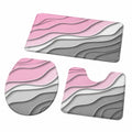 3-teiliges Badteppich-Set, modern geometrisch in Rosa und Grau, atmungsaktive Badezimmer-Garnitur