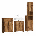 Modernes Badezimmermöbel-Set 4-teilig, rustikale Holzoptik