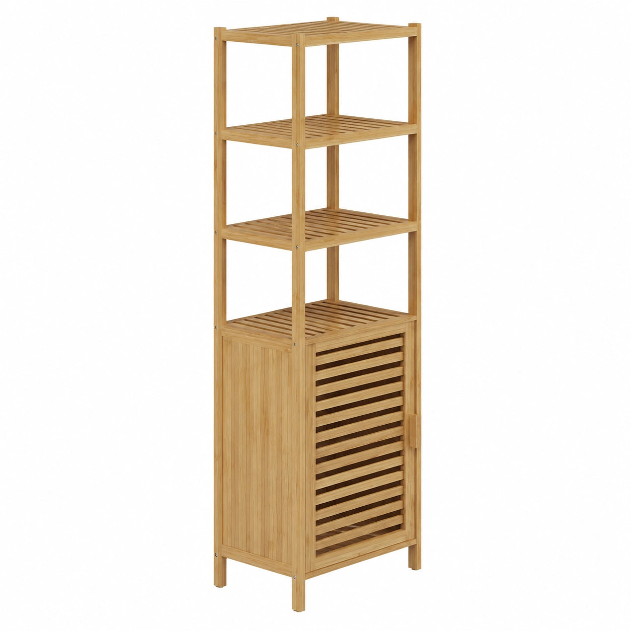 Bellamio Badmöbel-Set aus lackiertem Bambus – Waschbeckenunterschrank & hoher Hochschrank – Perfekte Holzoptik für Ihr Badezimmer