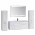 Modernes Badmöbel-Set 90cm Weiß mit Eckspiegel und Doppelseitenschränken
