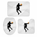 3-teiliges Badezimmerteppich-Set mit Basketball-Spieler-Silhouette, rutschfest und atmungsaktiv, geeignet für Bad und Schlafzimmer