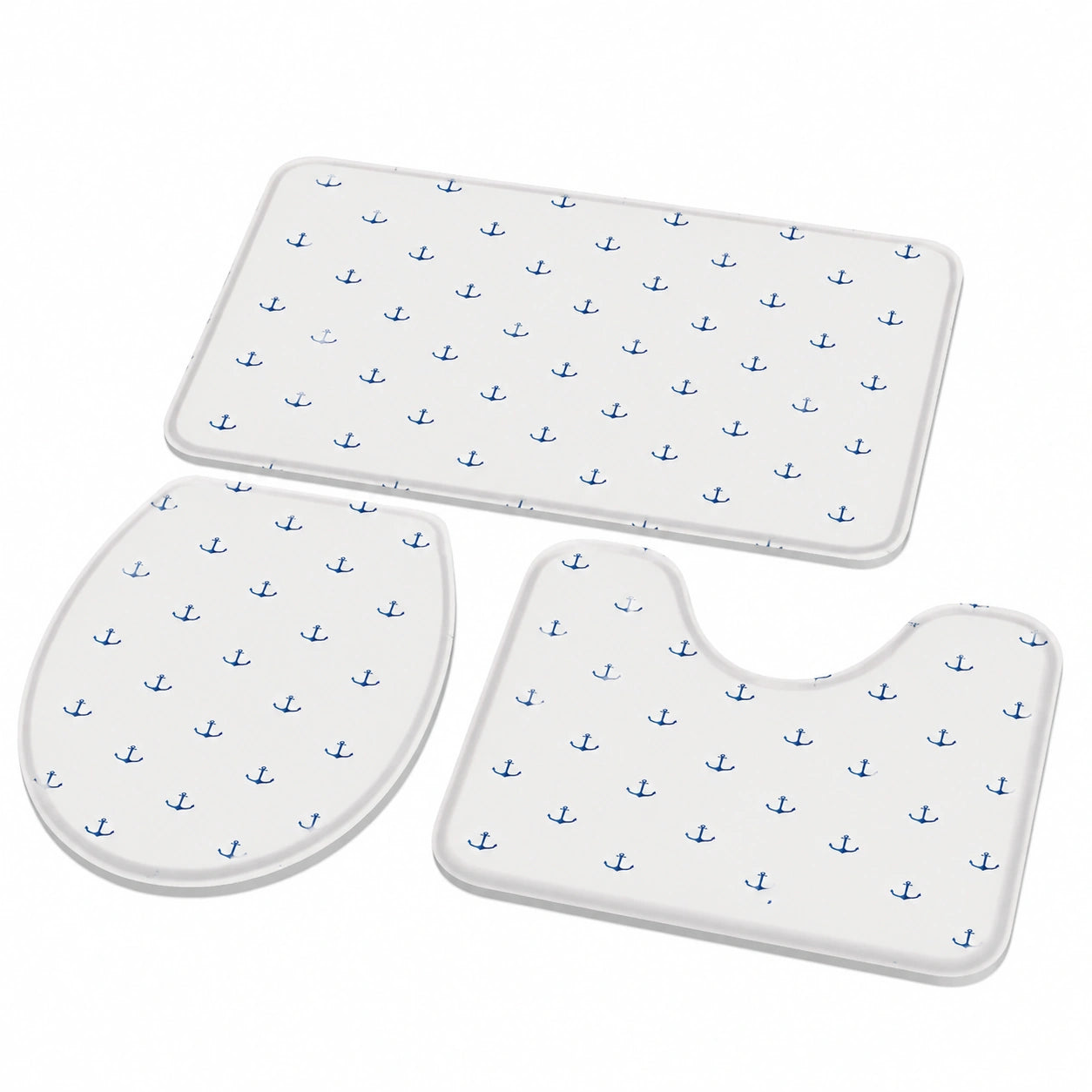 3-teiliges rutschfestes Badezimmer-Set mit Anker-Motiv, saugfähig