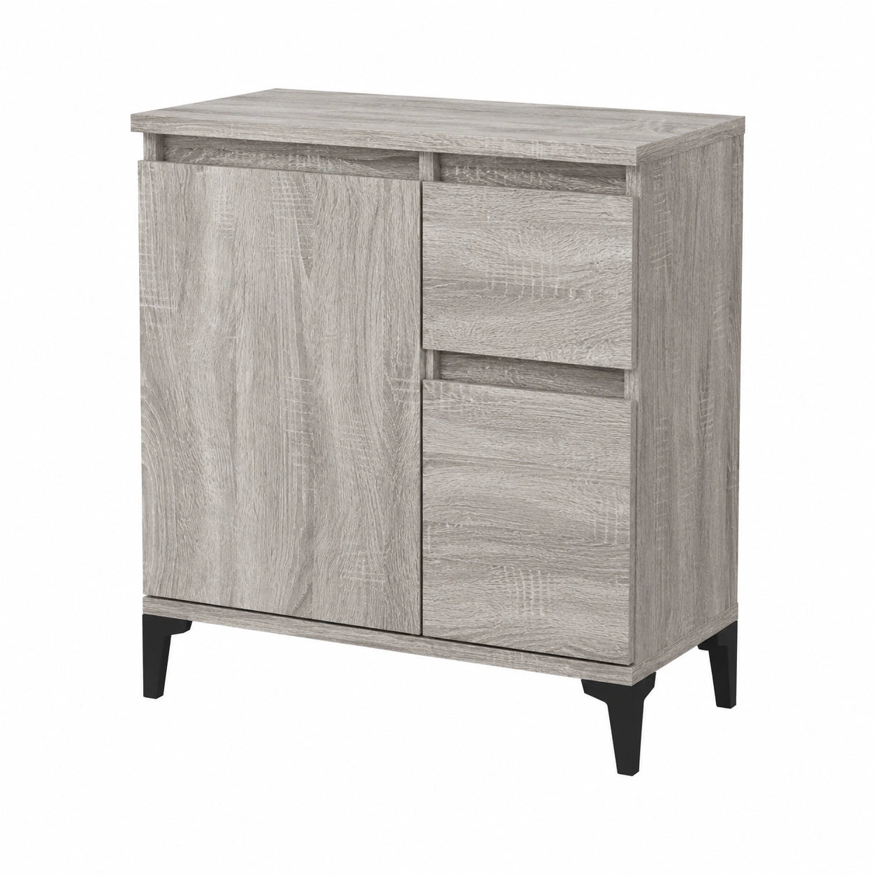 Moderne 3-teilige Badezimmermöbel-Set in Grau Sonoma, Schrank mit Metallfüßen