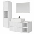 Badezimmerset Kormen II mit Waschbecken, Siphon und Marmor-Optik