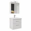 Modernes Badmöbel-Set mit Waschbecken, Unterschrank und LED-Spiegelschrank, Schwarz und Weiß, 63 x 60 x 36,5 cm