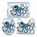 3-teiliges Badezimmerteppich-Set mit Streifendesign, Weich und Wasserabsorbierend, inklusive Vorleger und WC-Deckelbezug