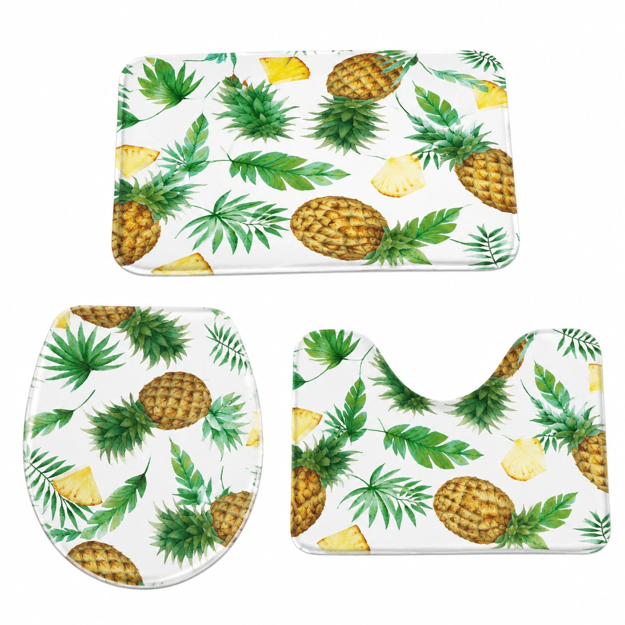 3-teiliges Badezimmer-Teppichset mit Ananas-Druck, weich und saugfähig