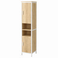 ELUCHANG Badezimmerset mit Waschtischunterschrank, beleuchtetem Spiegelschrank und hohem Schrank, 60cm Breite, mit Schubladen und verstellbaren Ablagen, Eiche/Weiß
