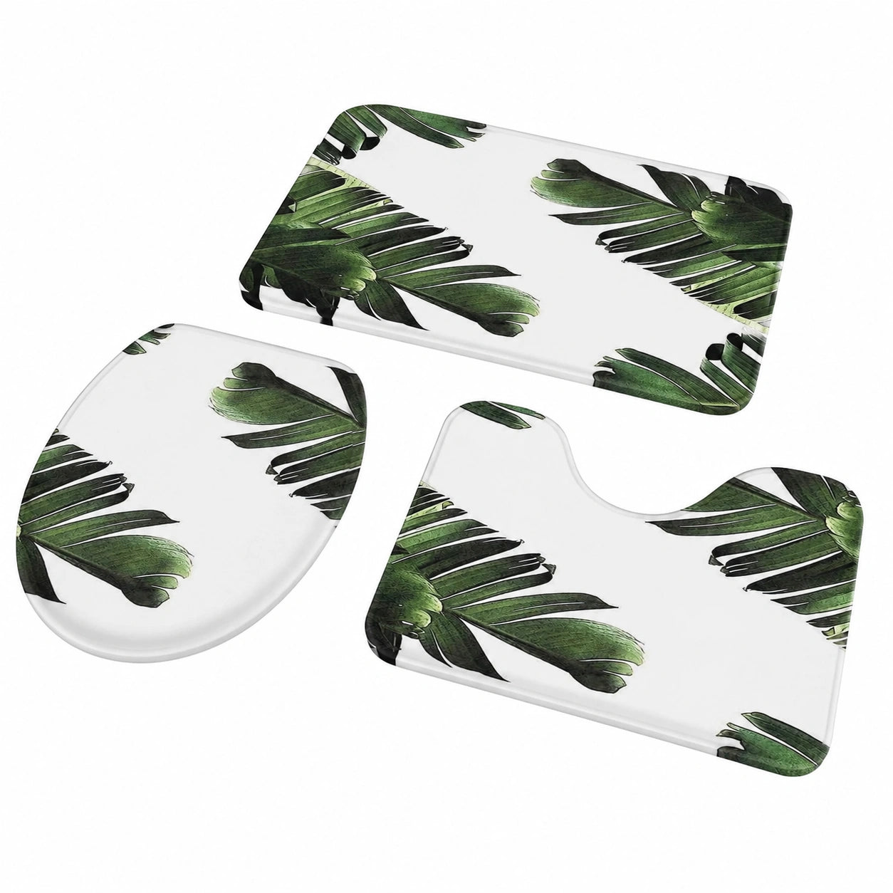Badezimmerteppich-Set 3-teilig mit Banane-Design, rutschfeste und saugfähige Badematten für Badewanne, Schlafzimmer und WC-Abdeckung