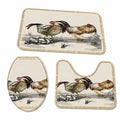 3-teiliges Badteppich-Set mit rustikalem Bauernhof-Design, weiche und saugfähige U-förmige Vorleger, WC-Deckelbezug und Duschmatte