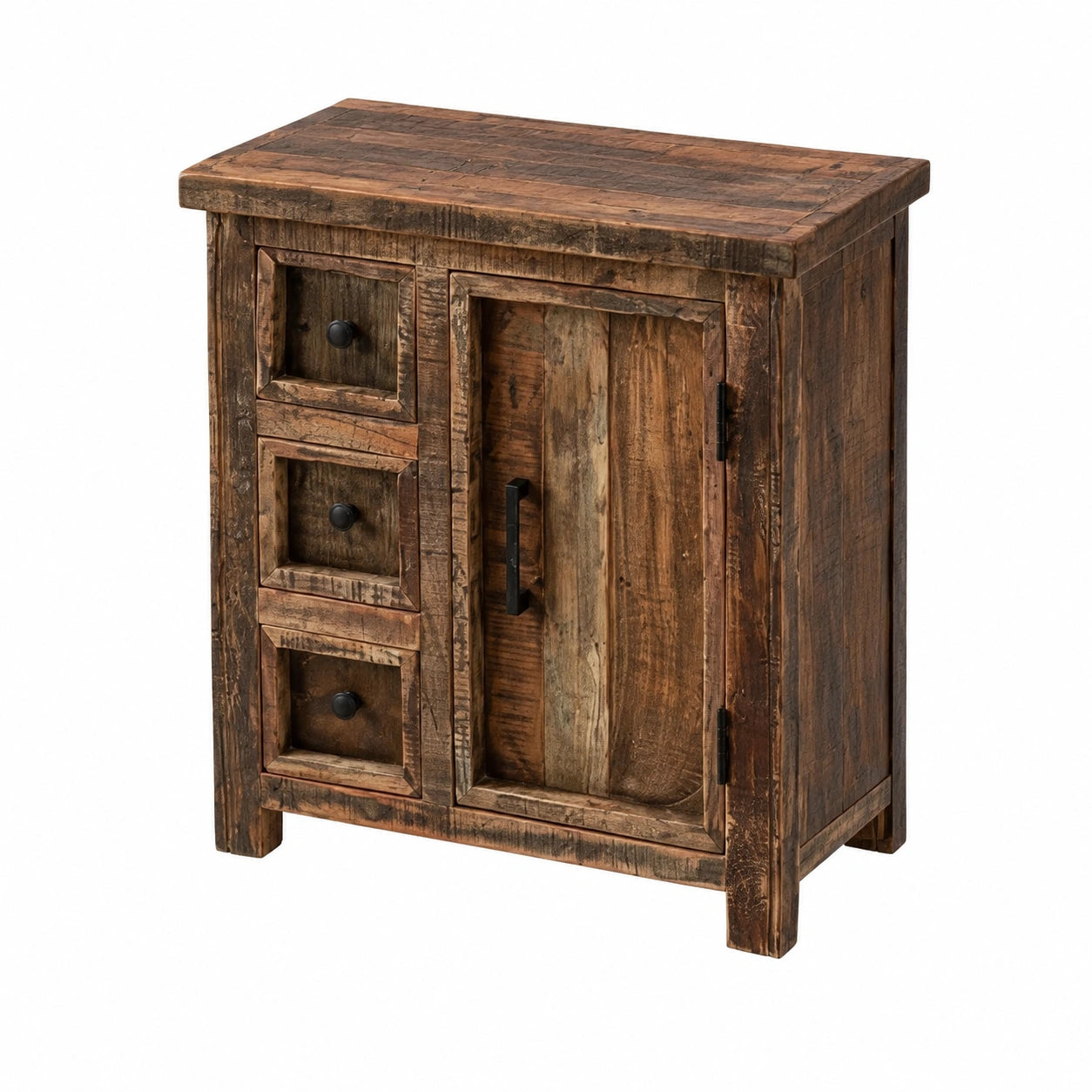 Woodkings Badezimmermöbel-Set Sumatra im Landhausstil, 4-teilig aus recyceltem Holz, rustikal & nachhaltig, mit viel Stauraum