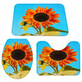 Sonnenblumen Badteppich Set, 3-teilig, Weich und Saugfähig, U-förmiger WC-Deckelbezug